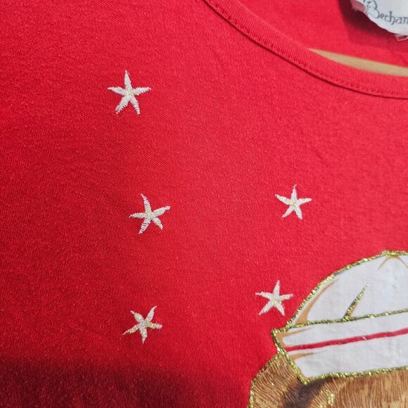 Vintage Bechamel Teddy Bear T-Shirt Womens Large Red 80s Nautical Granny Sailor - Picture 4 of 10